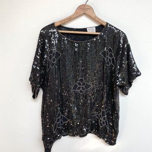 Vintage Indian Silk Beaded and Sequin Blouse